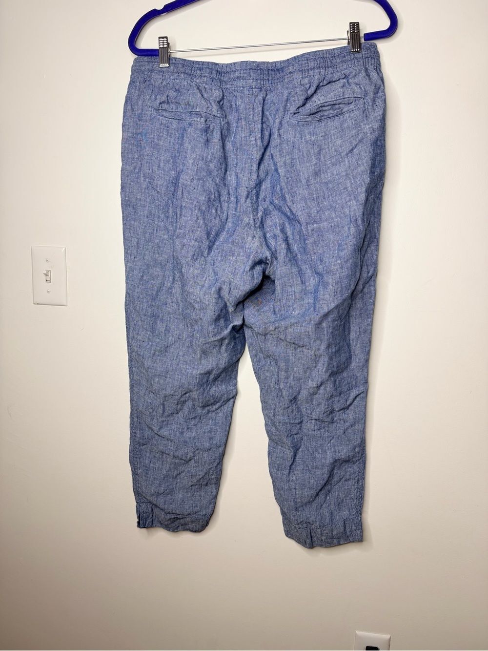 LL Bean Premium Linen Pull-On Ankle Pants, Mid-Rise Tapered-Leg coastal resort - Picture 10 of 10